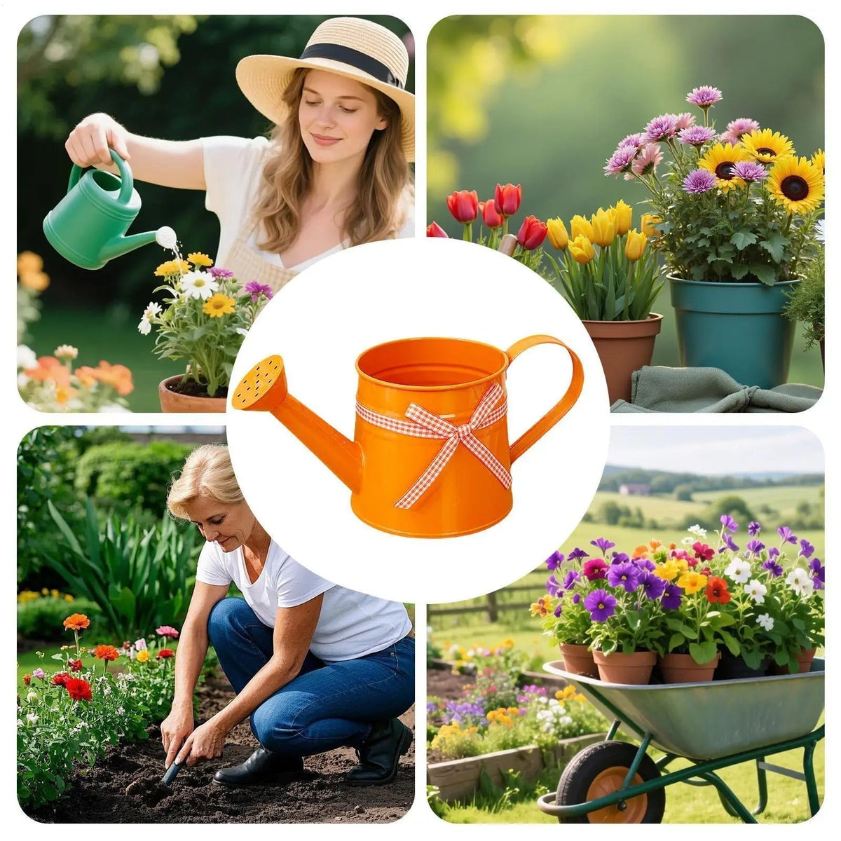 Watering Can Painted Steel Perforated Sprinkler Head One-Hand Handle