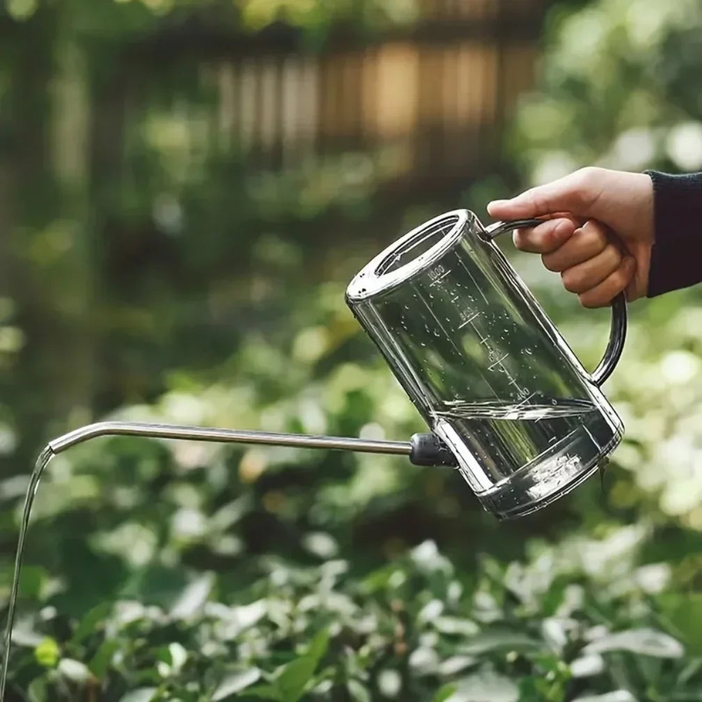 Watering Can Transparent Body & Long Metal Spout