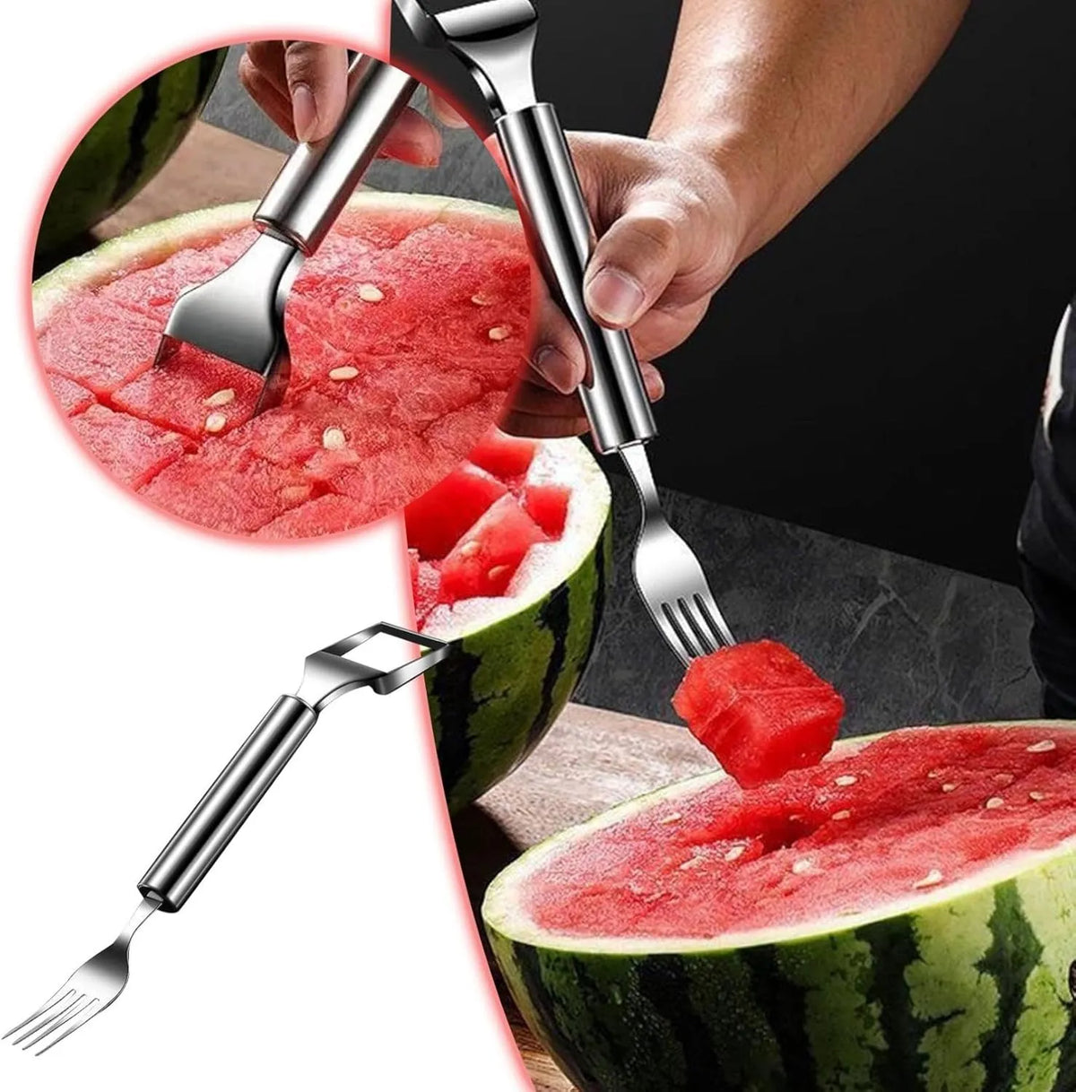 Watermelon Fork 2-in-1 Cutter & Fork Stainless Steel