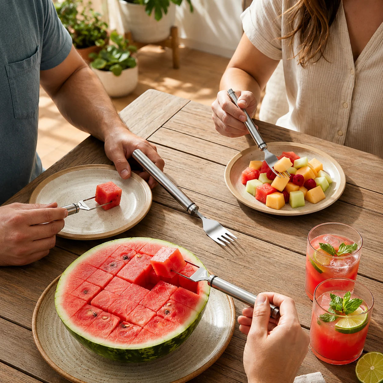 Watermelon Fork 2-in-1 Cutter & Spear Stainless Steel Dishwasher-Safe
