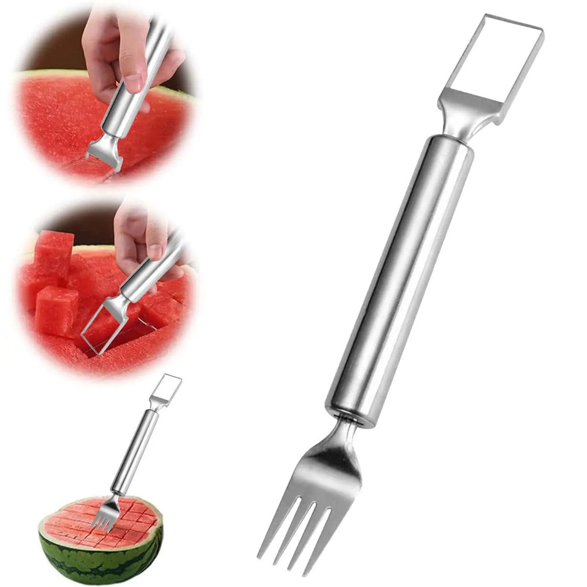 Watermelon Slicer Stainless Steel Cube Cutter & Fork