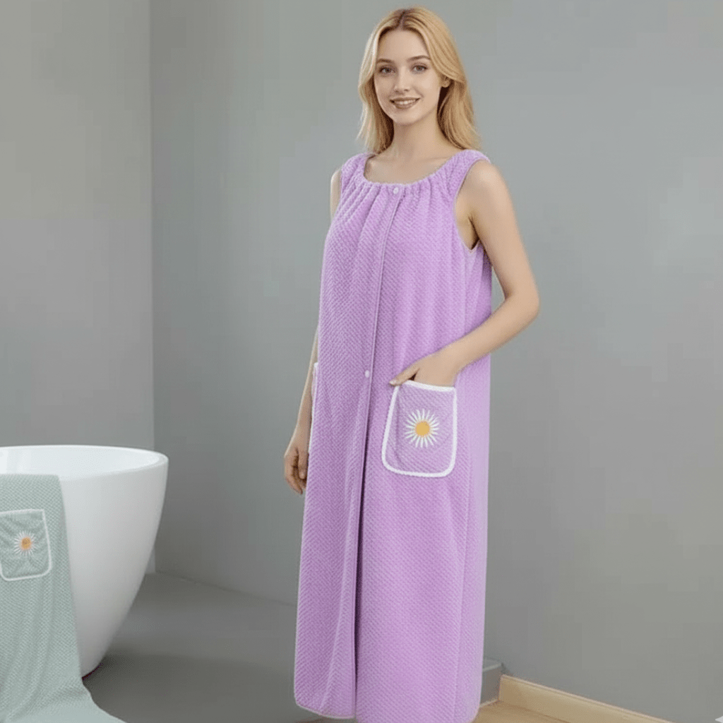 Wearable Bath Towel Quick-Drying Polyester & Hands-Free Straps