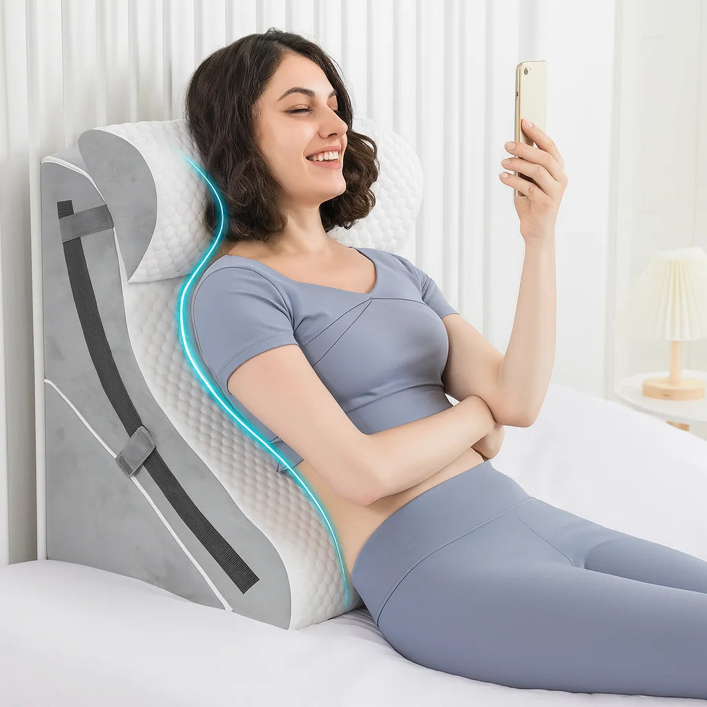 Wedge Pillow 3-in-1 Memory Foam Support Removable Neck Cushion