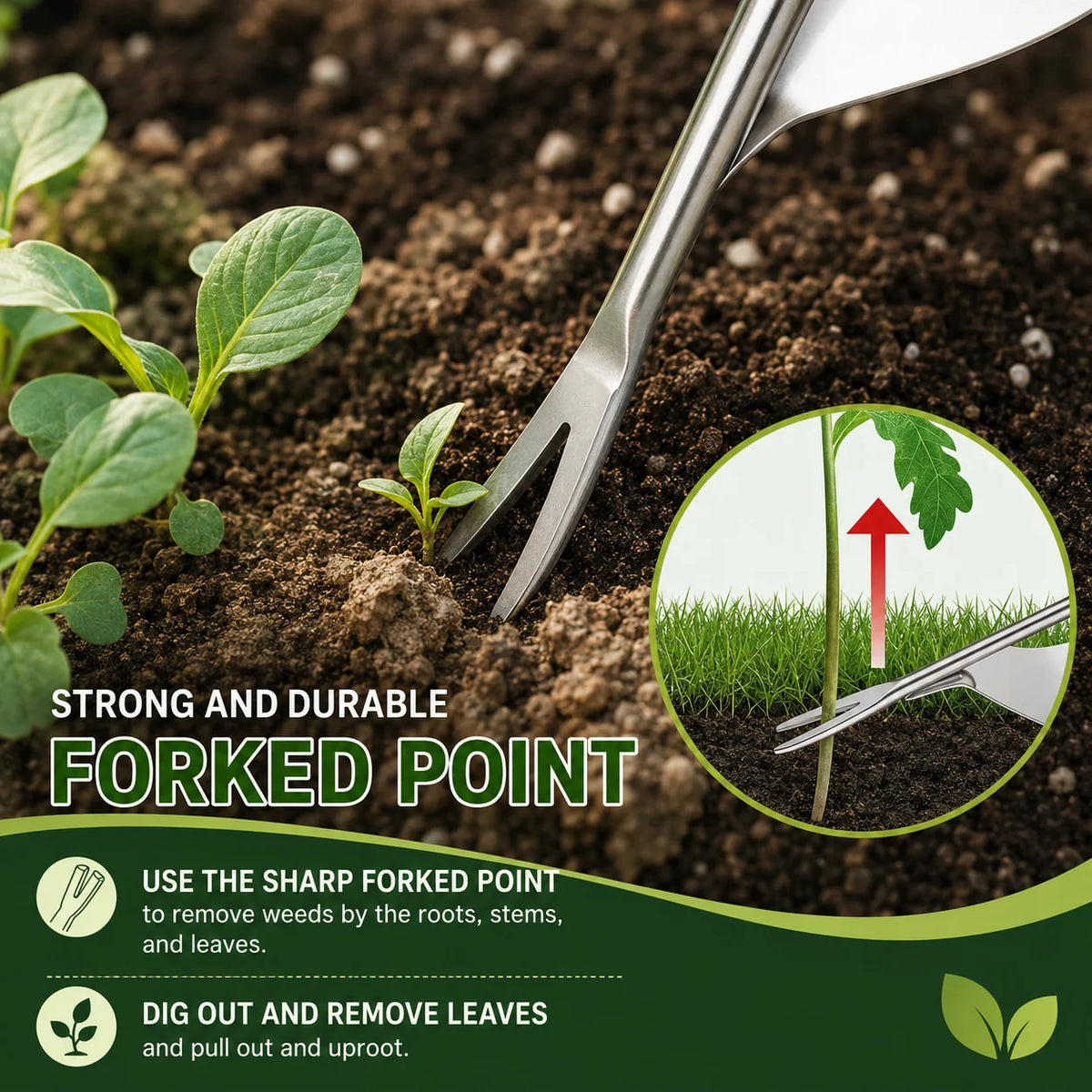 Weed Puller V-Shaped Steel Fork Lever Action