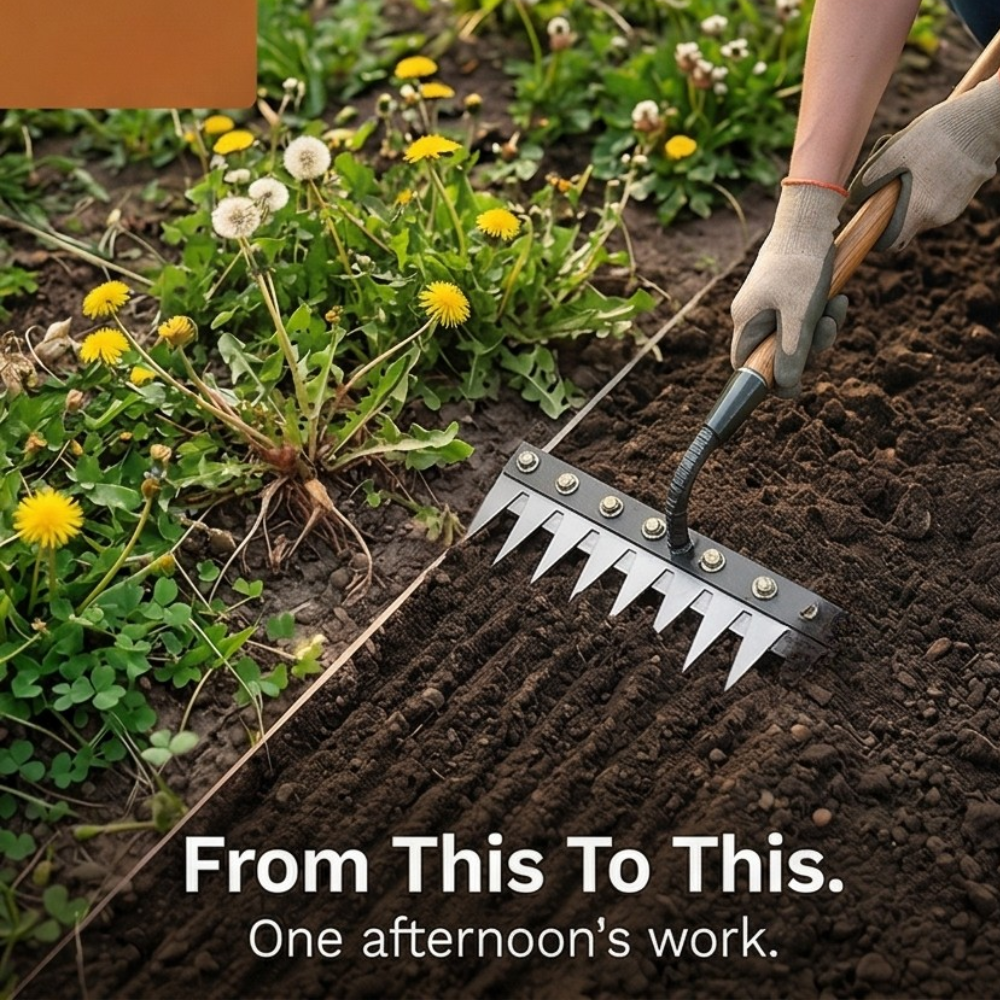 Weed Rake Pointed Carbon Steel Tines Fits Standard Handles
