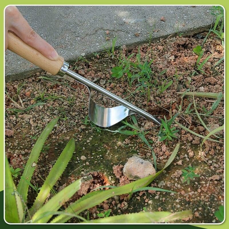 Weed Remover V-Shaped Stainless Steel Blade Ergonomic Ash Handle