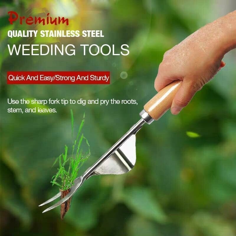 Weed Remover V-Shaped Stainless Steel Blade Ergonomic Ash Handle