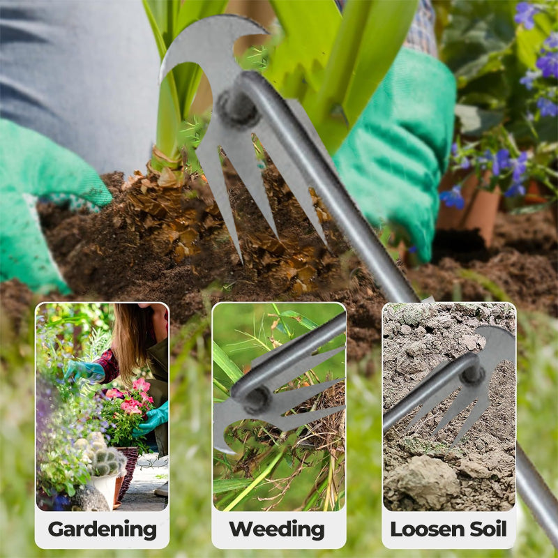 Weeding Fork Stainless Steel Ergonomic Wooden Handle Two Lengths