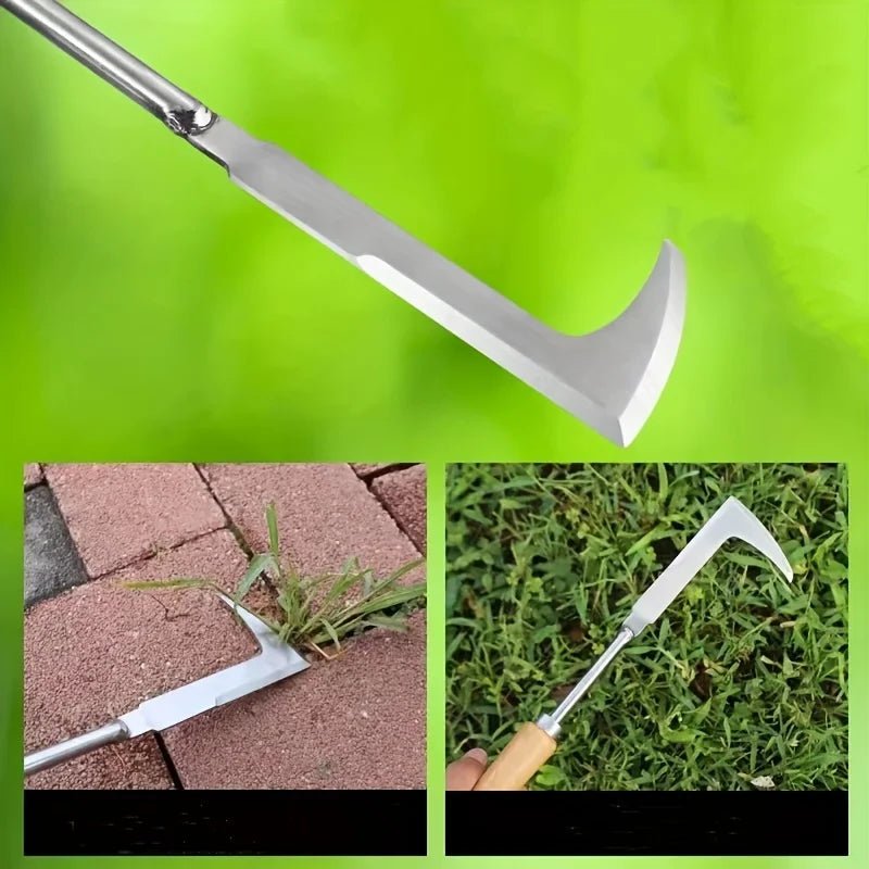 Weeding Hoe L-Shaped Stainless Steel Ergonomic Wooden Handle