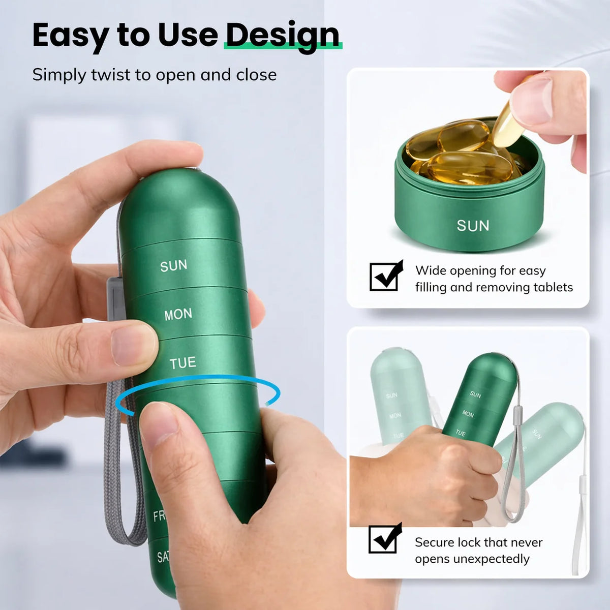 Weekly Pill Organizer Aluminum Hermetic Seal