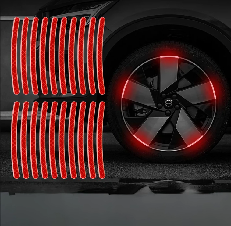 Wheel Reflective Stickers Strong Adhesive Multi-Color Set of 20