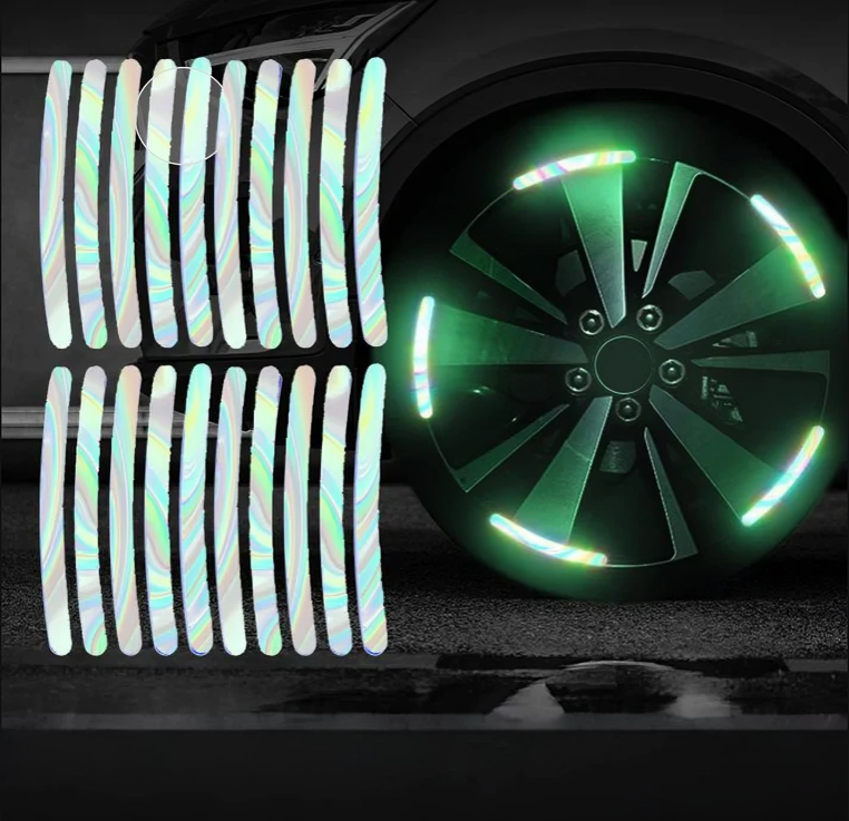 Wheel Reflective Stickers Strong Adhesive Multi-Color Set of 20