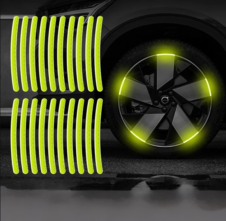 Wheel Reflective Stickers Strong Adhesive Multi-Color Set of 20