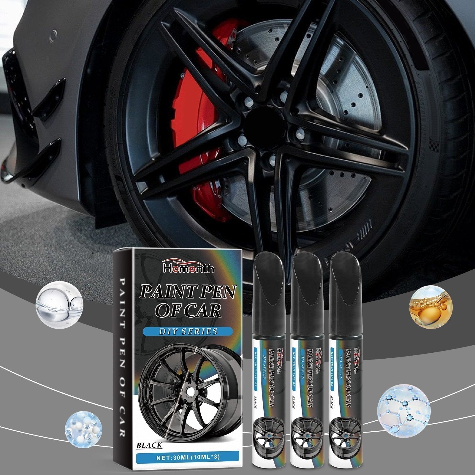 Wheel Rim Touch-Up Pens Ultra-Fine Tip Fast-Drying Rust-Resistant