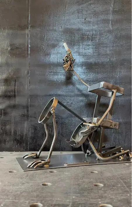 Whiskey Bottle Holder Hand-Forged Steel Angled Spout 2-Bottle Capacity