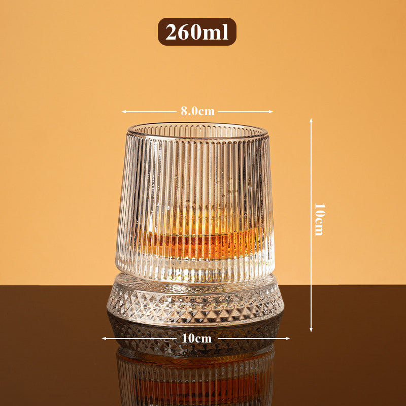 Whiskey Glass 360 Rotation Embossed Crystal Lead-Free
