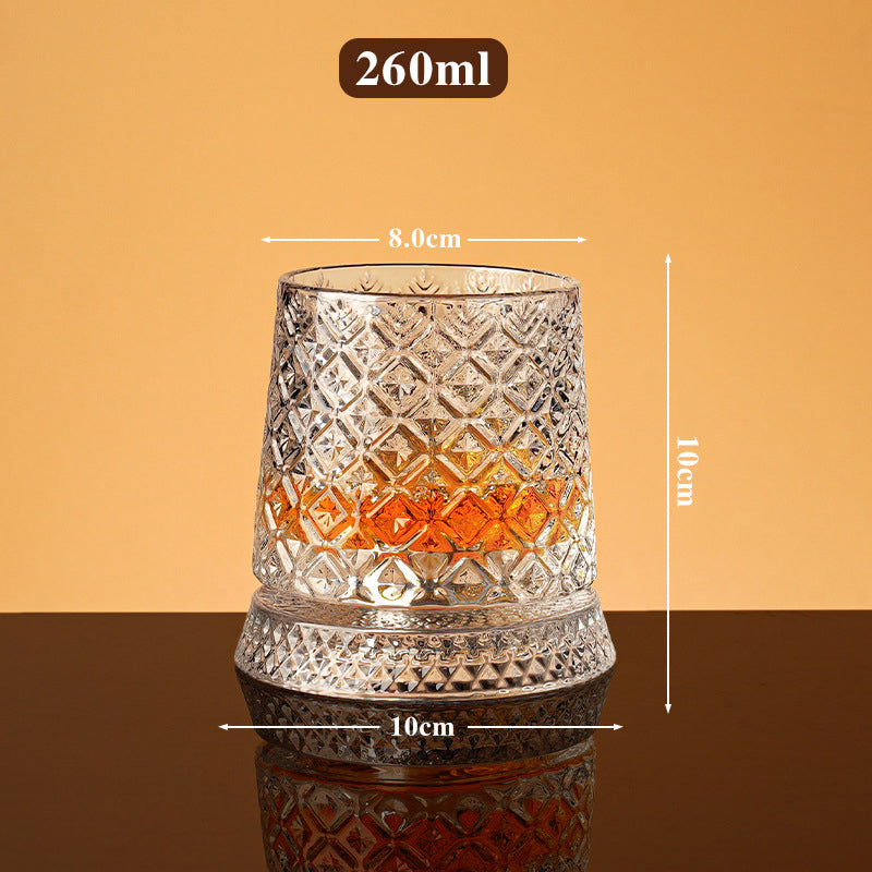 Whiskey Glass 360 Rotation Embossed Crystal Lead-Free