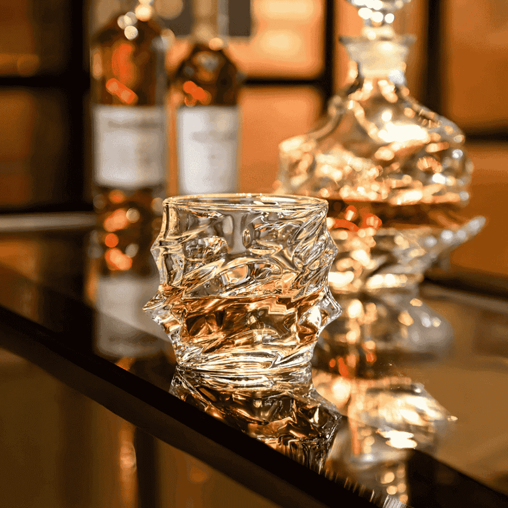 Whisky Glass Faceted Crystal Heavy Base
