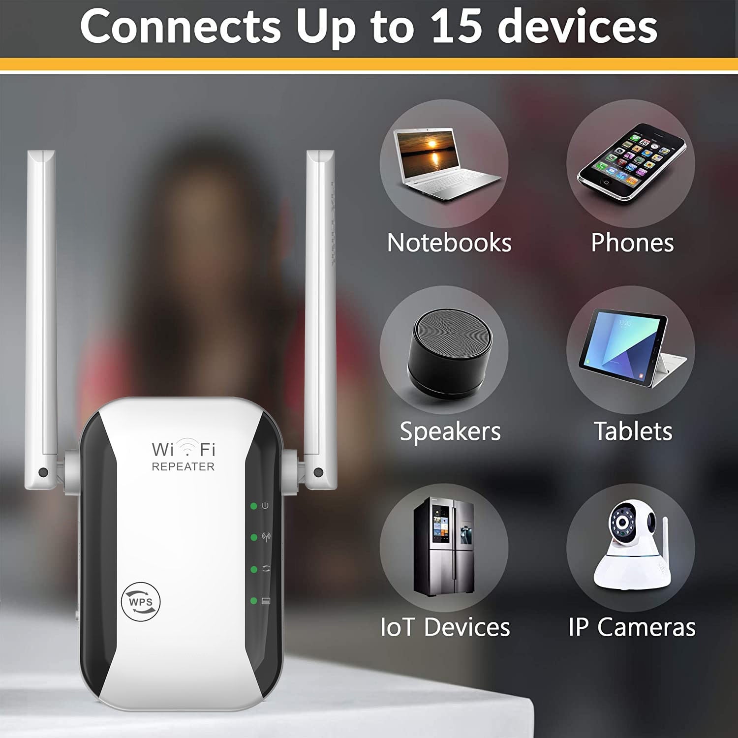Wi-Fi Extender High-Gain Antennas 300 Mbps