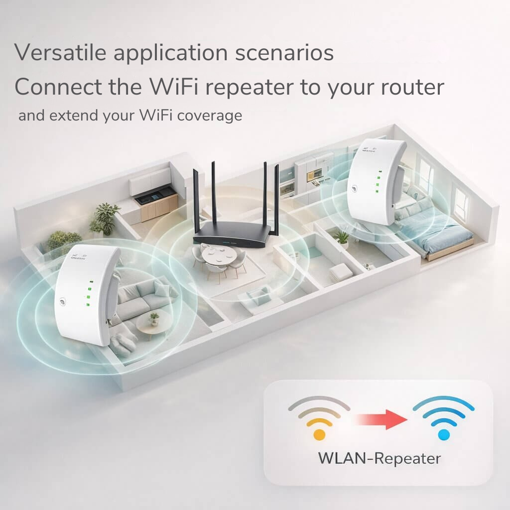 Wi-Fi Repeater Plug & Play Up to 300 Mbps