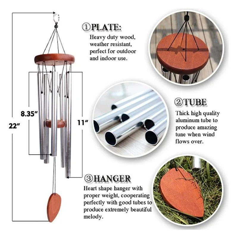 Wind Chime Hand-Tuned Amazing Grace Ash Wood & Aluminum