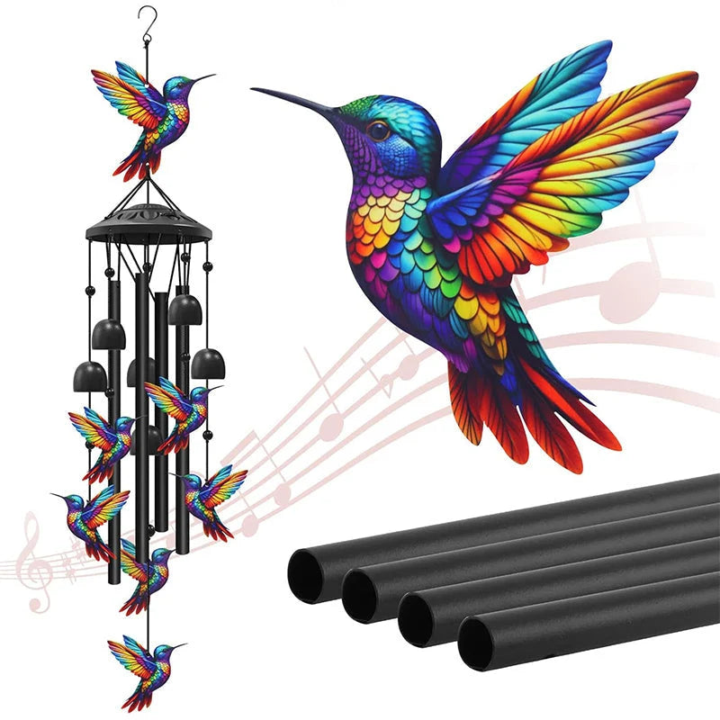 Wind Chime Hummingbird Design Anodized Aluminum