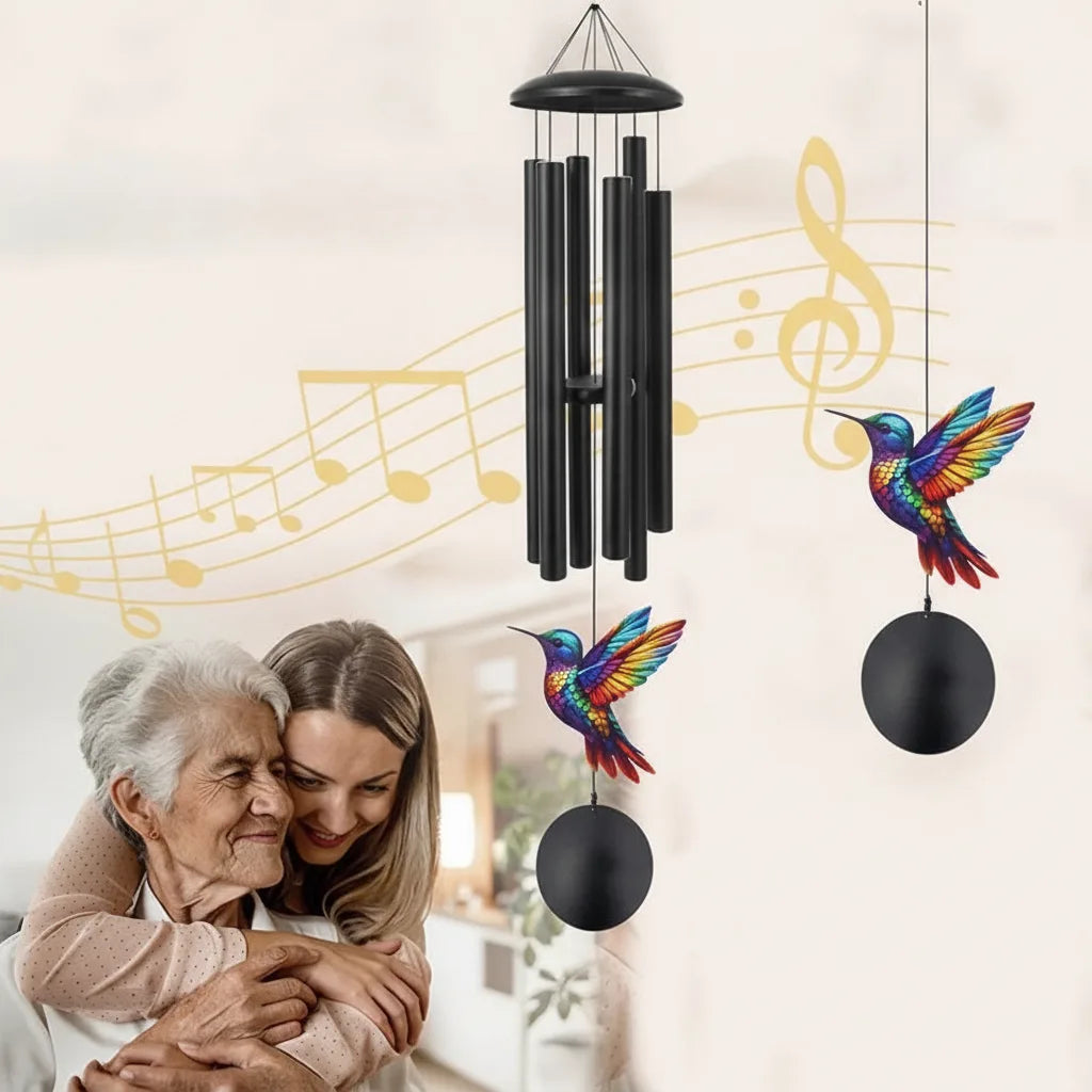 Wind Chime Hummingbird Design Anodized Aluminum