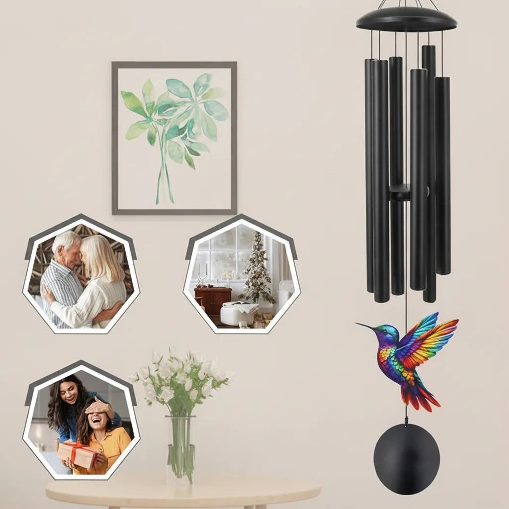 Wind Chime Hummingbird Design Anodized Aluminum