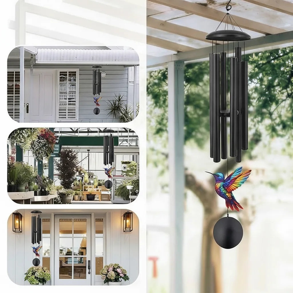 Wind Chime Hummingbird Design Anodized Aluminum