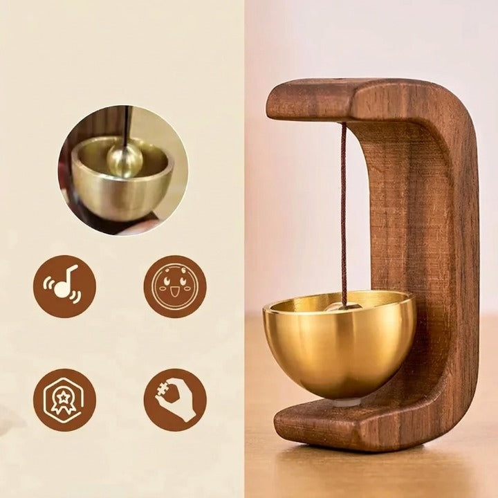 Wind Chime Magnetic Singing Bowl Wooden C-Shaped Stand