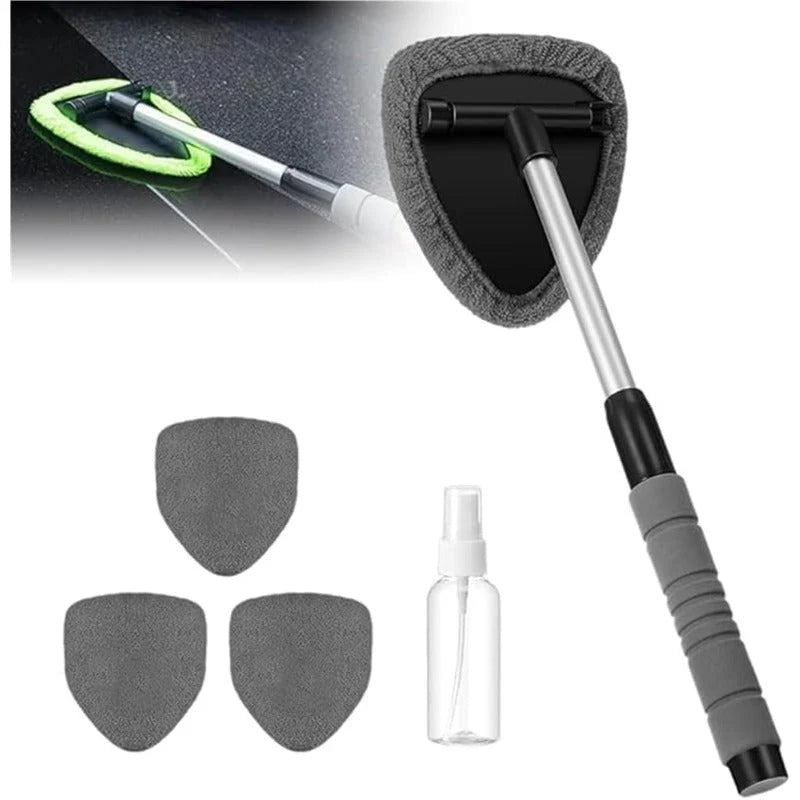 Window Cleaner Rotating Microfiber Telescopic Handle 3 Washable Replacements