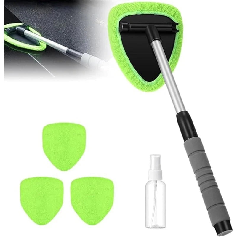 Window Cleaner Rotating Microfiber Telescopic Handle 3 Washable Replacements