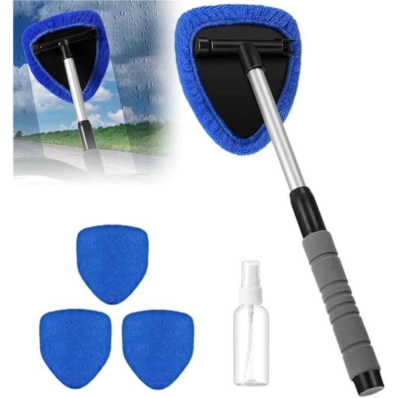 Window Cleaner Rotating Microfiber Telescopic Handle 3 Washable Replacements