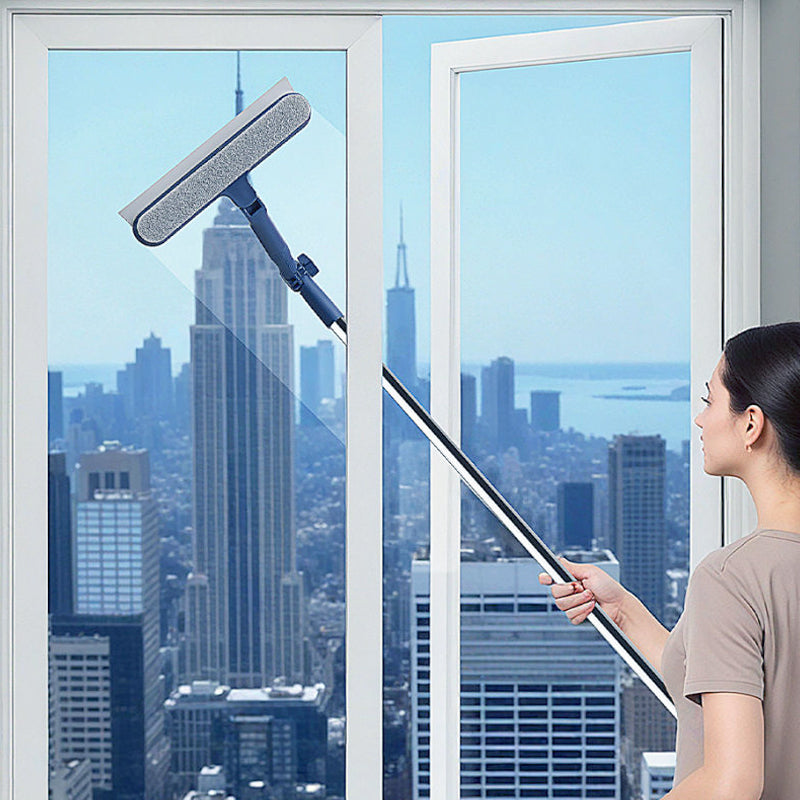 Window Cleaner Telescopic Pole 2-in-1 Sponge & Squeegee