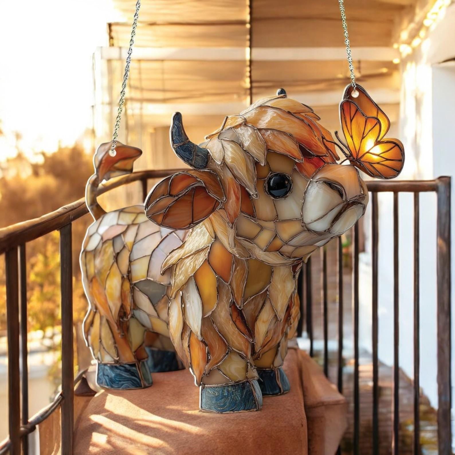 Window Decoration Stained Glass-Style Metal Chain Included