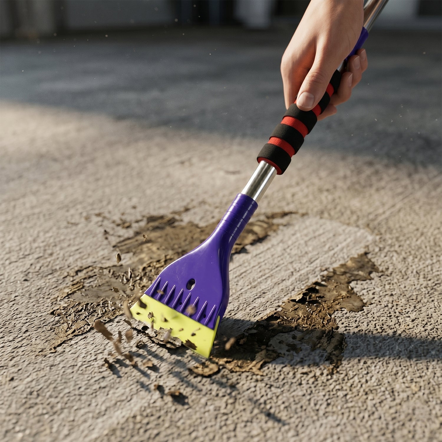 Window Frame Cleaning Brush 2-in-1 Scraper Non-Slip Handle