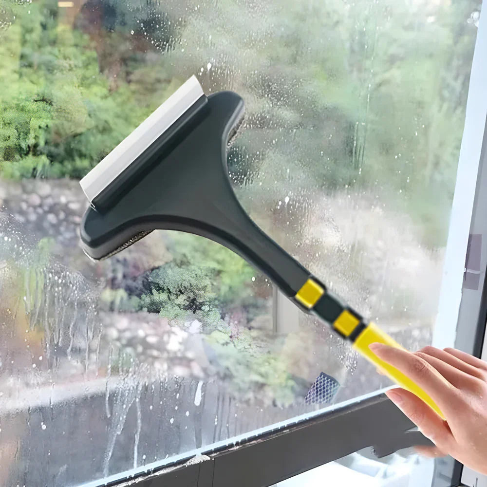 Window Squeegee 2-in-1 Brush & Scraper Rubber Lip