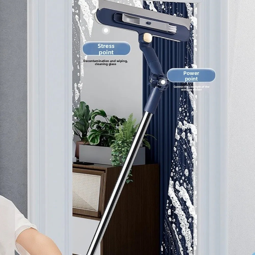 Window Squeegee Extendable Handle Swivel Head Microfiber Pad