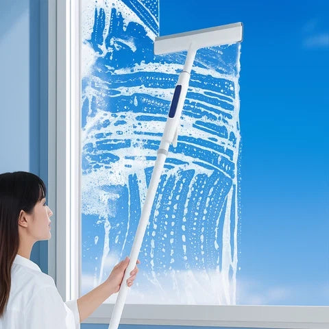 Window Squeegee Integrated Spray Head Double Blade