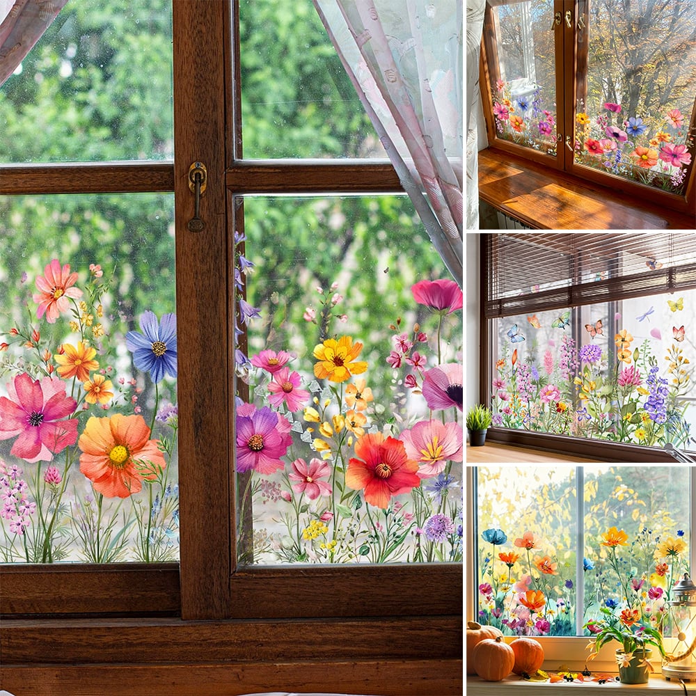 Window Sticker Wildflower & Butterfly Removable Residue Free