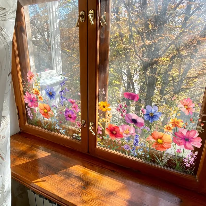 Window Sticker Wildflower & Butterfly Removable Residue Free