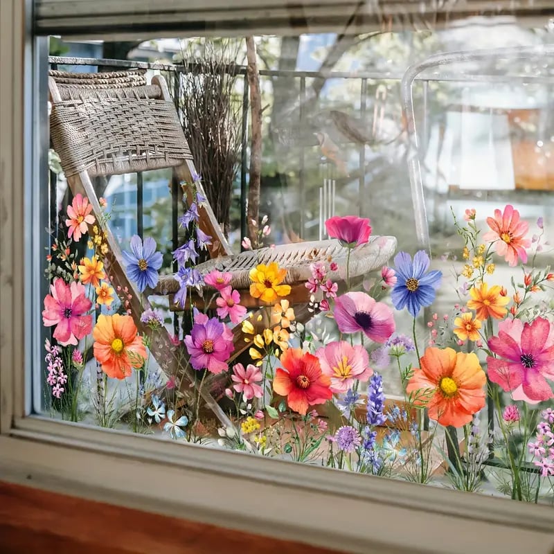 Window Sticker Wildflower & Butterfly Removable Residue Free