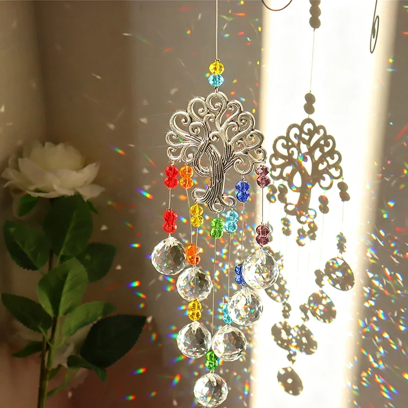 Window Suncatcher Tree of Life Crystal Beads 41 cm