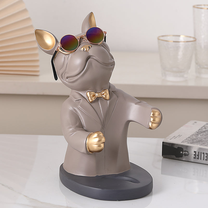 Wine Glass Holder Handcrafted Dog Figurine Holds Two
