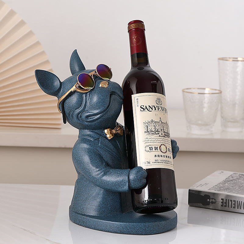 Wine Glass Holder Handcrafted Dog Figurine Holds Two