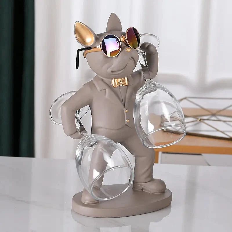 Wine Glass Holder Handcrafted Dog-Shaped Secure Hold