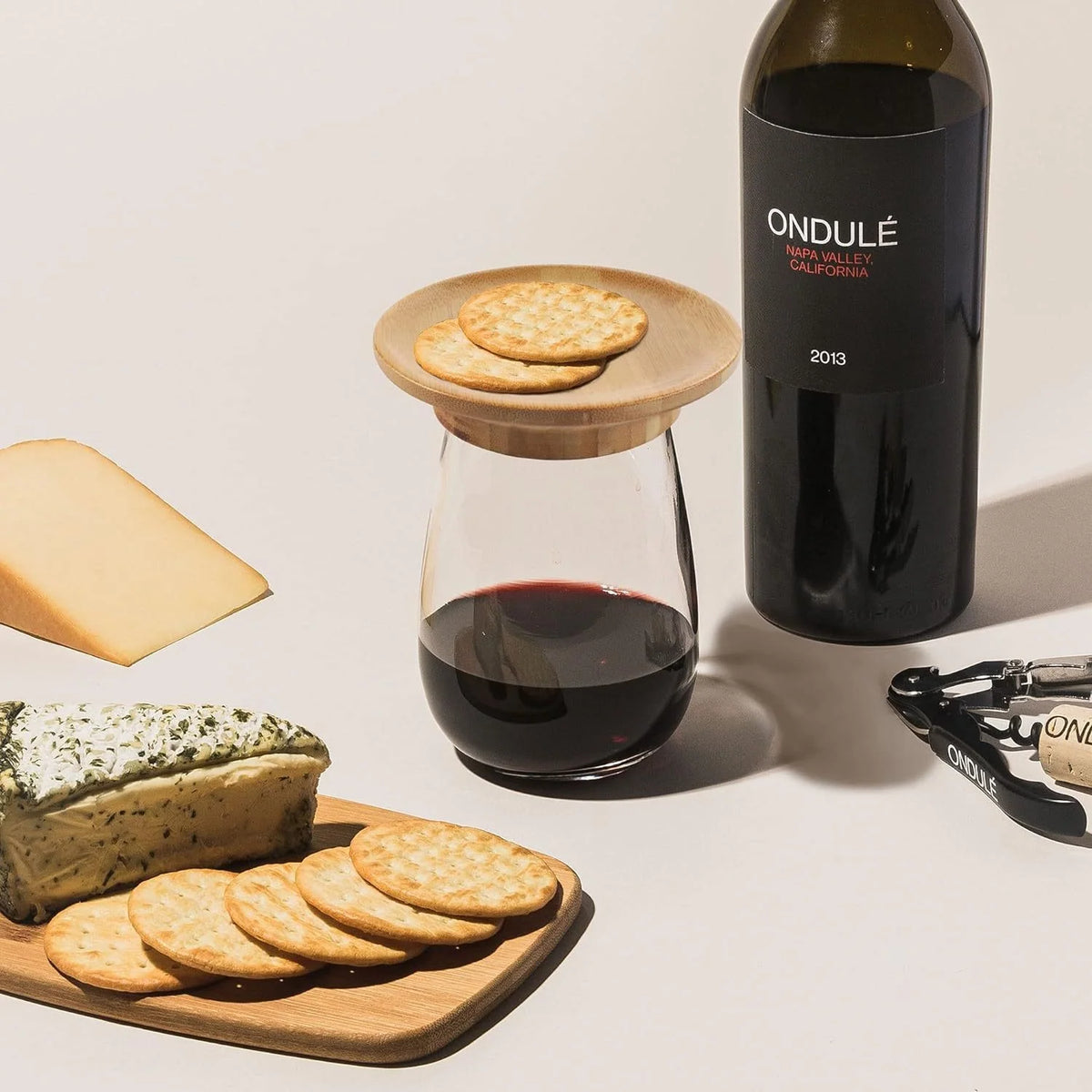 Wine Glass Lid Set Bamboo 2-in-1 Lid & Coaster