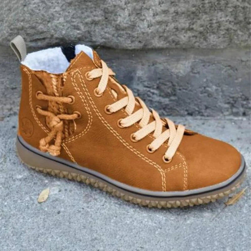 Winter Boots Leather Plush Fleece Lining & Non-Slip Sole