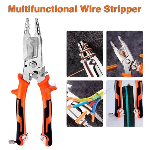 Wire Stripper Pliers 10-in-1 Heat-Treated Steel Ergonomic Grip