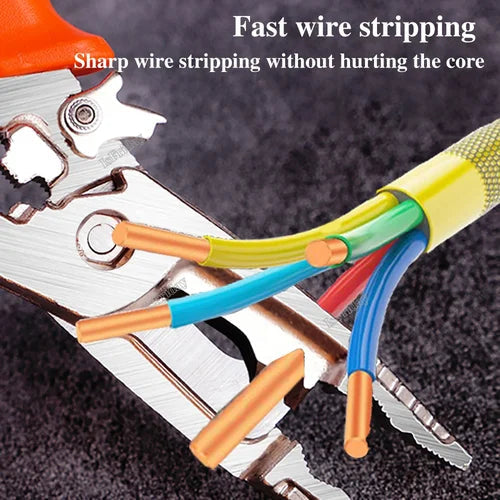 Wire Stripper Pliers 10-in-1 Heat-Treated Steel Ergonomic Grip